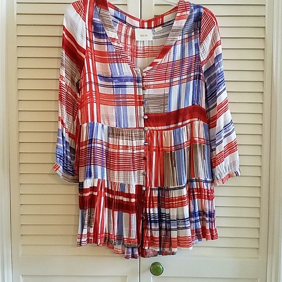 Anthropologie Tops - Maeve designs Lila tiered tunic blouse